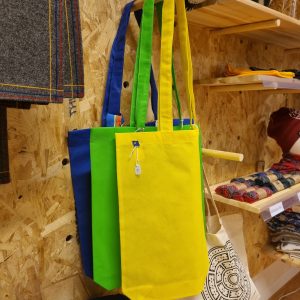 Handlenett gul/grønn/blå